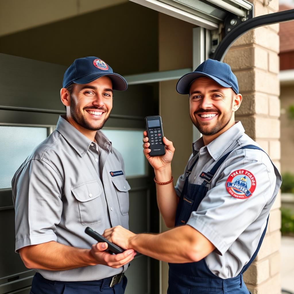Certified garage door technicians from Garage Door Orting programming remote control